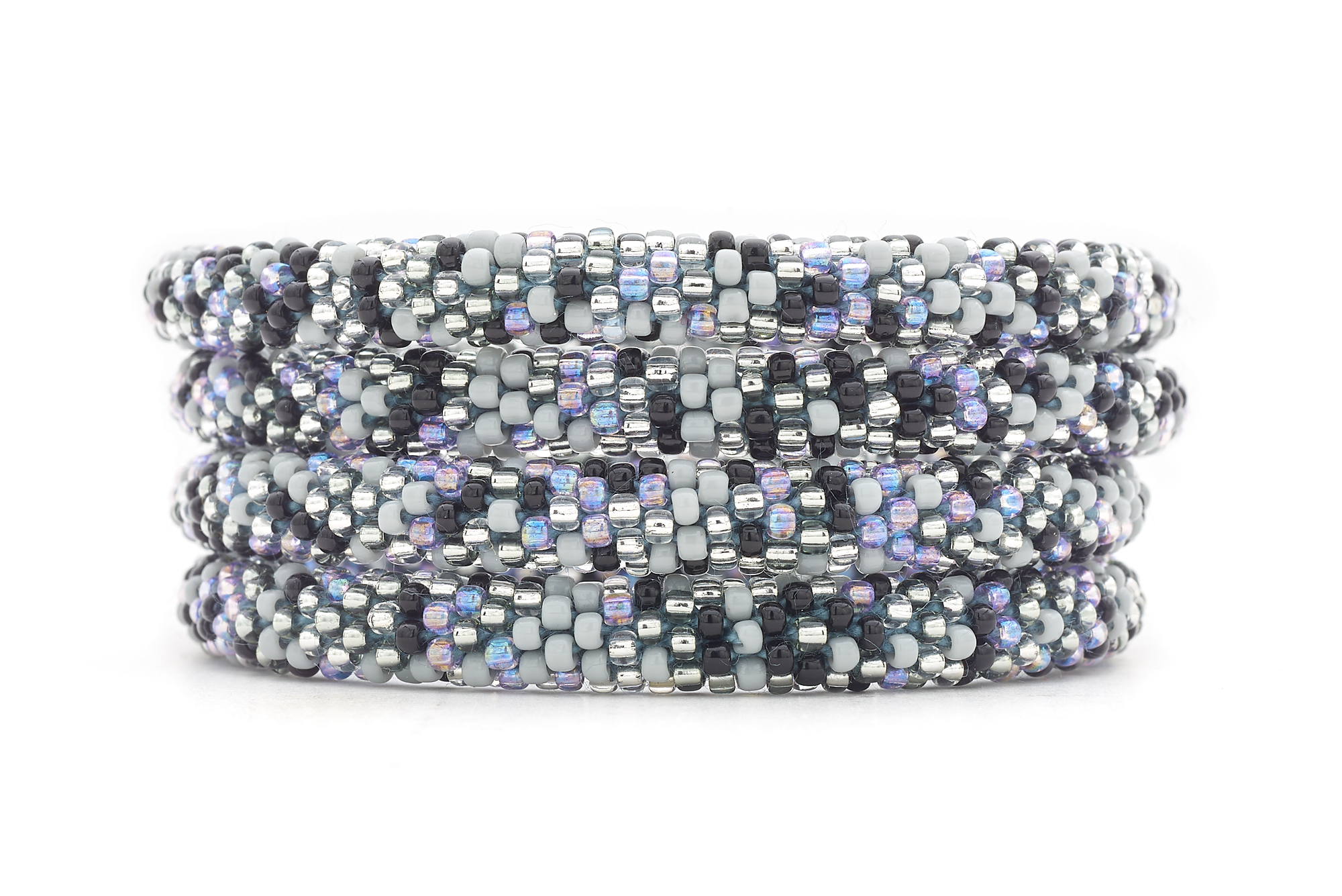 Sashka Co. Extended 8" Bracelet Black / Gray / Clear / Iridescent Light Purple Moonlit Glimmer Bracelet - Extended 8"