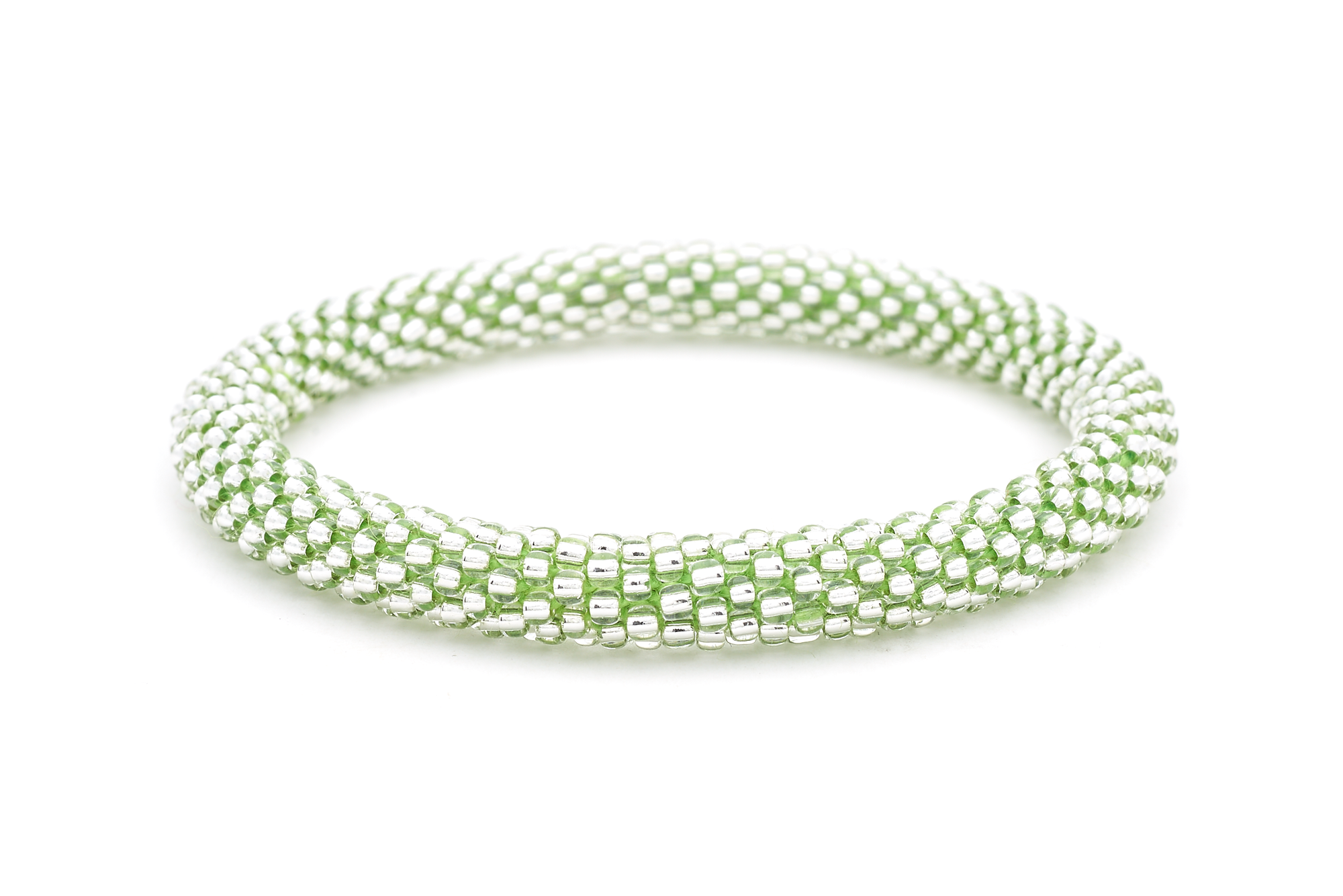 Sashka Co. Extended 8" Bracelet Clear Bead w/ Green Thread Green Diamond Sparkle Bracelet - Extended 8"