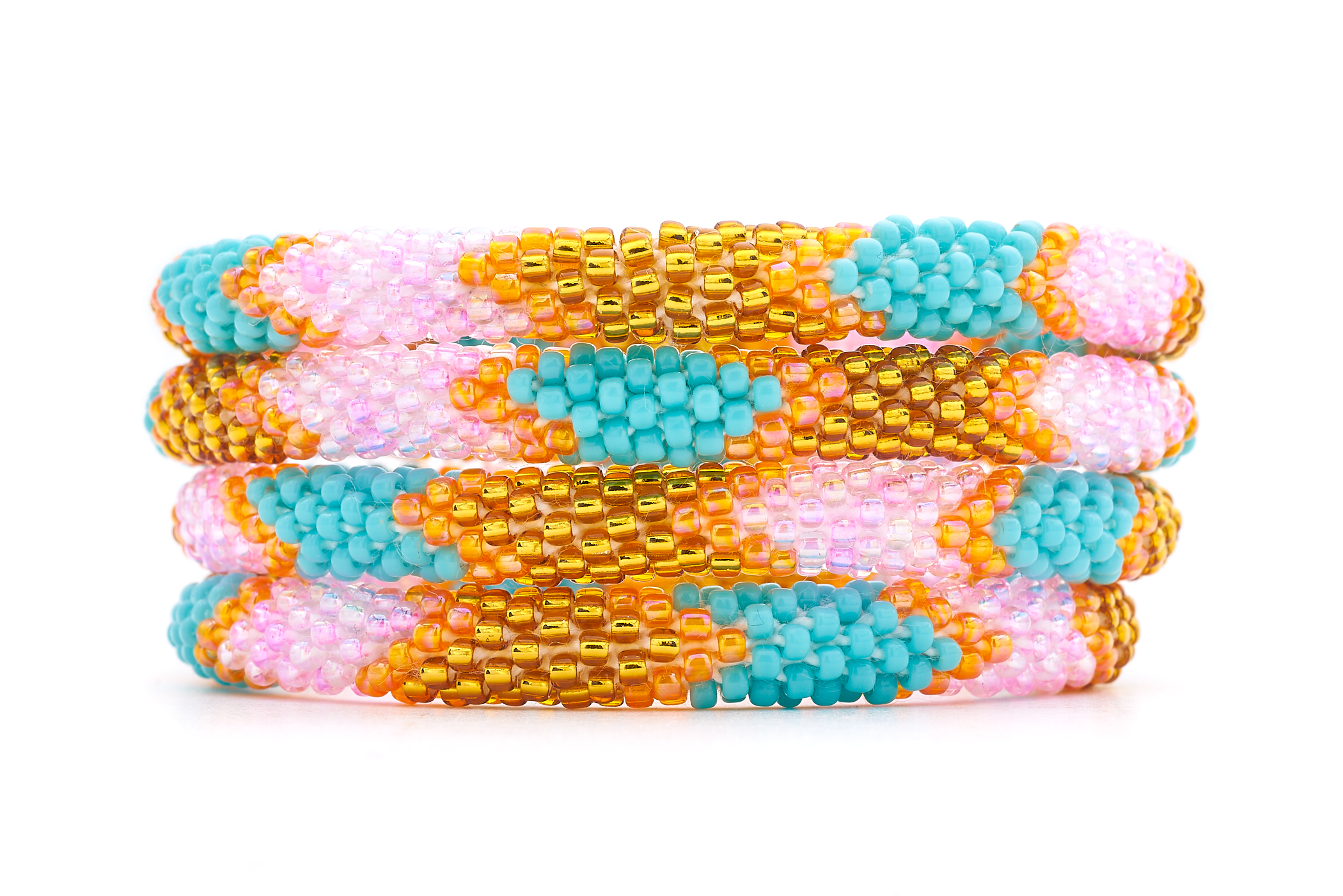 Sashka Co. Extended 8" Bracelet Gold / Turquoise / Light Pink / Orange Summer Symphony Bracelet - Extended 8"