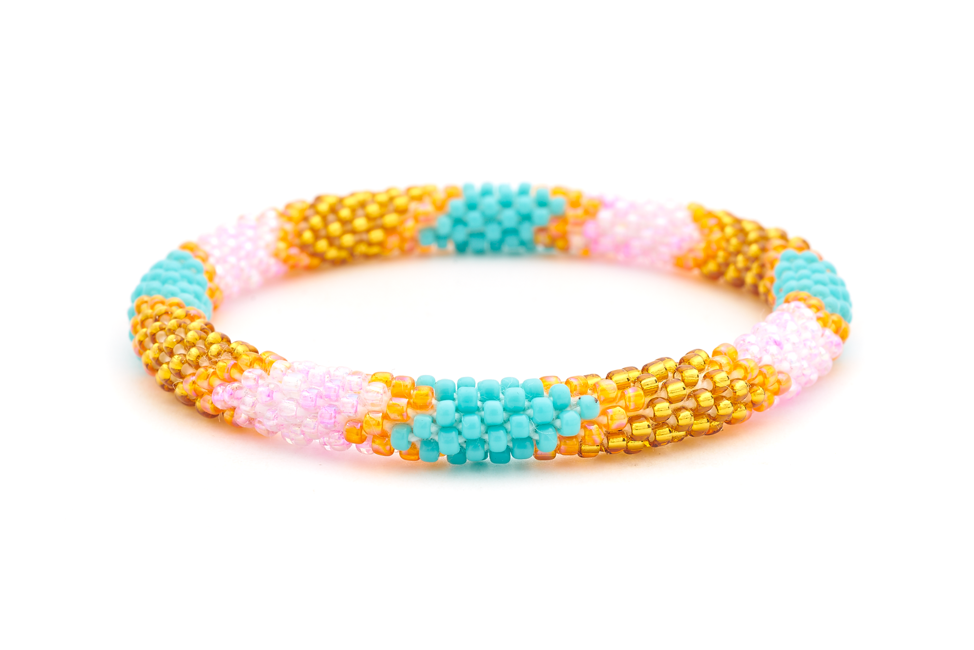 Sashka Co. Extended 8" Bracelet Gold / Turquoise / Light Pink / Orange Summer Symphony Bracelet - Extended 8"