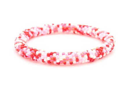 Sashka Co. Extended 8" Bracelet Pink / Red / White Cherry Blossom Sparkle Bracelet - Extended 8"