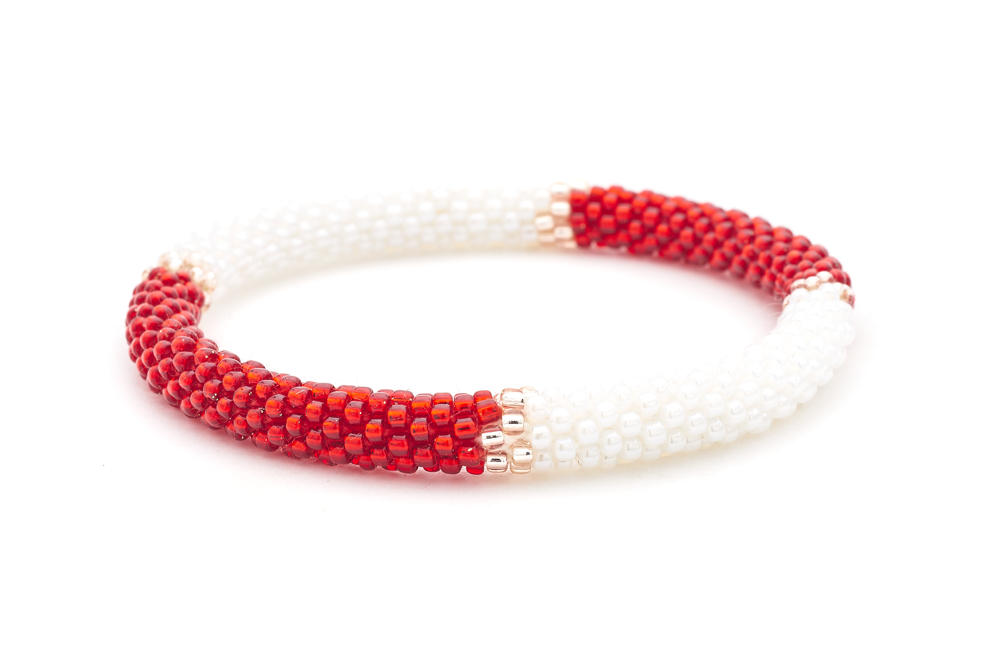 Sashka Co. Extended 8" Bracelet Red / White / Rose Gold Red and White Harmony Bracelet - Extended 8"