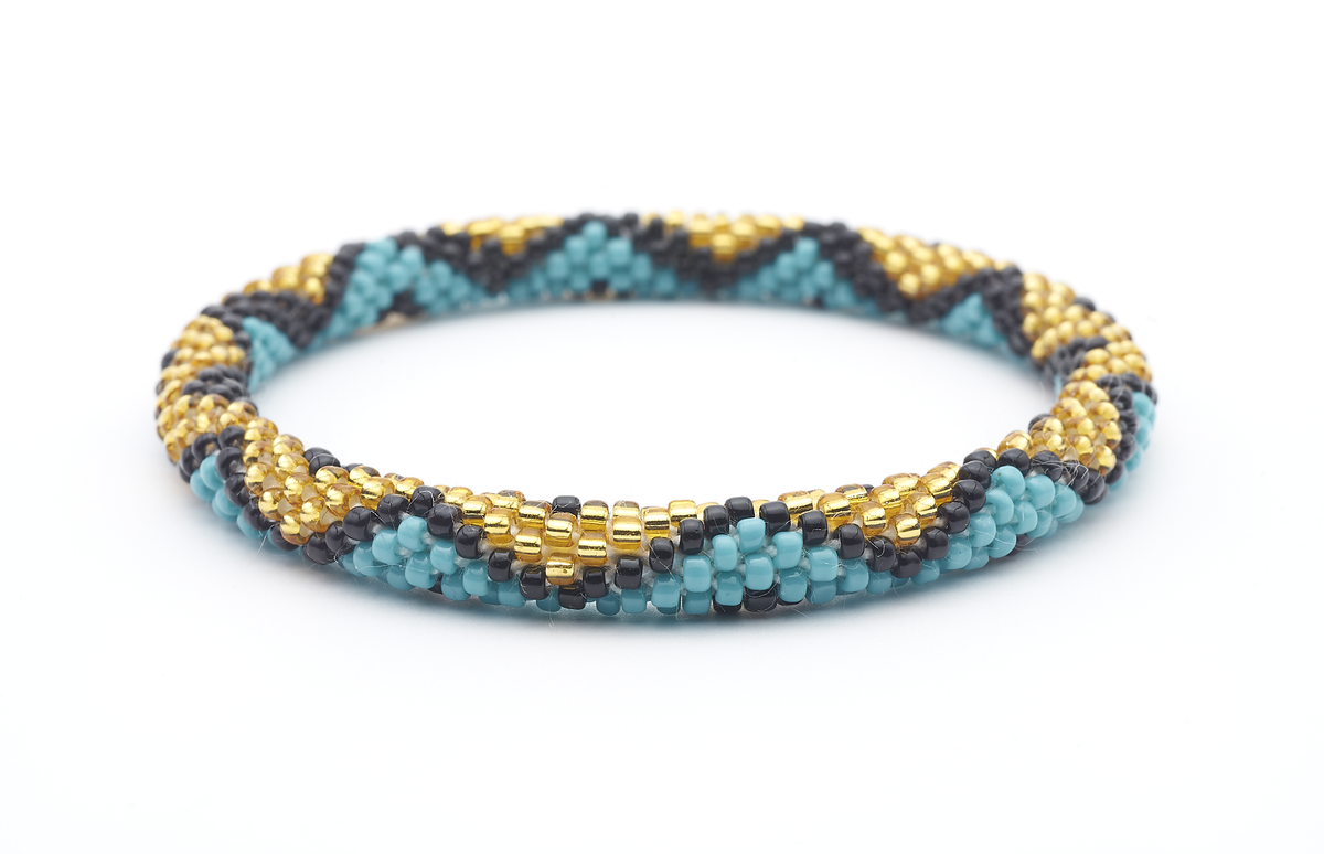 Sashka Co. Extended 8" Bracelet Turquoise / Black / Gold Festival Bracelet- Extended 8"