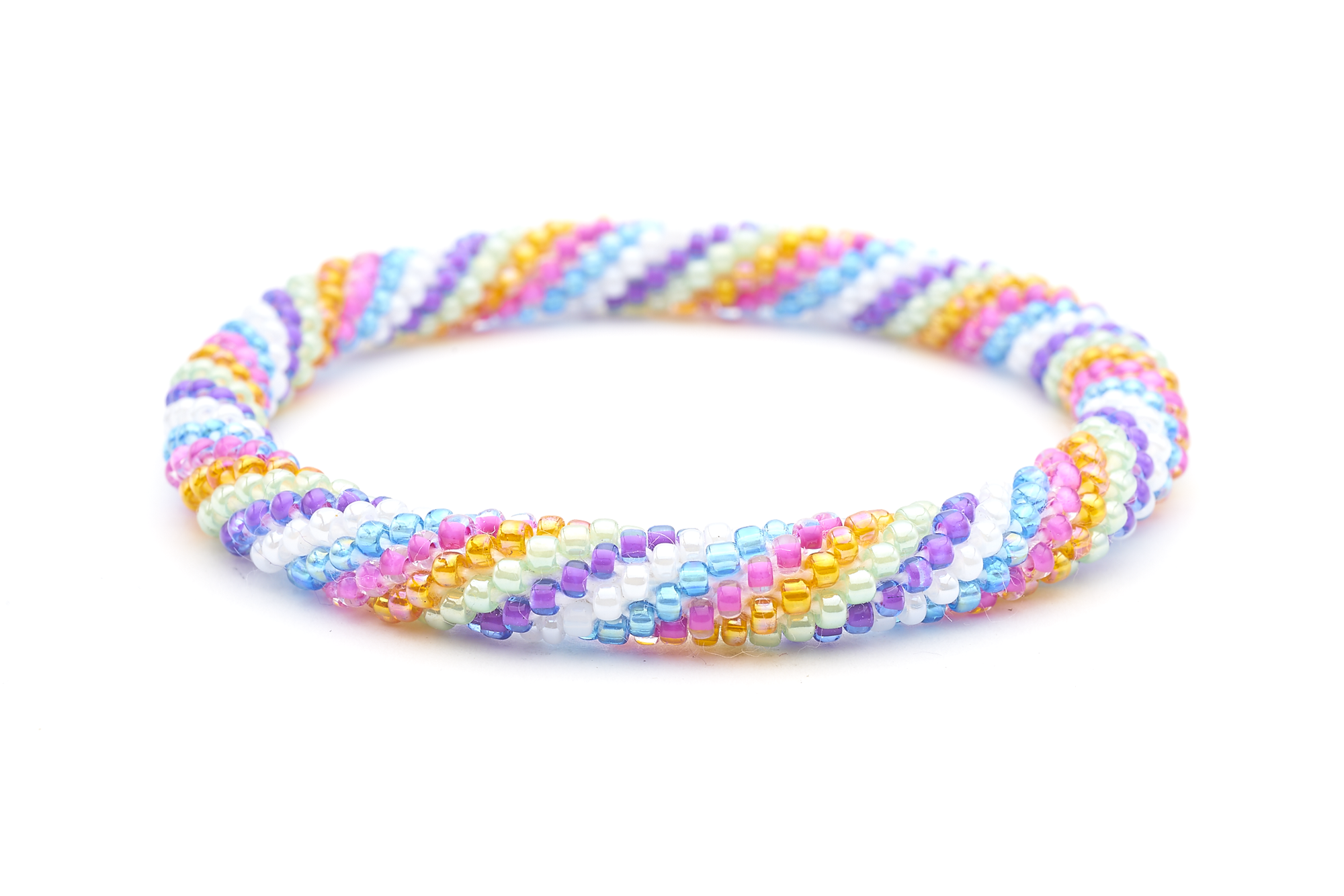 Sashka Co. Extended 8" Bracelet White/ Purple / Orange / Pink / Blue Colorful Swirl Bracelet - Extended 8"