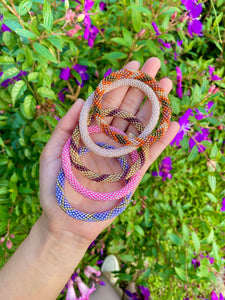 Sashka Co. Glass Bead Bracelet Bronze, Burnt Orange, Mixed Iridescent Adventurous Bracelet | Glass Bead Bracelet