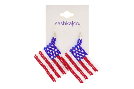 USA Earrings, Glass Bead USA Earrings, FLag earrings, USA Flag Earrings, usa earrings,