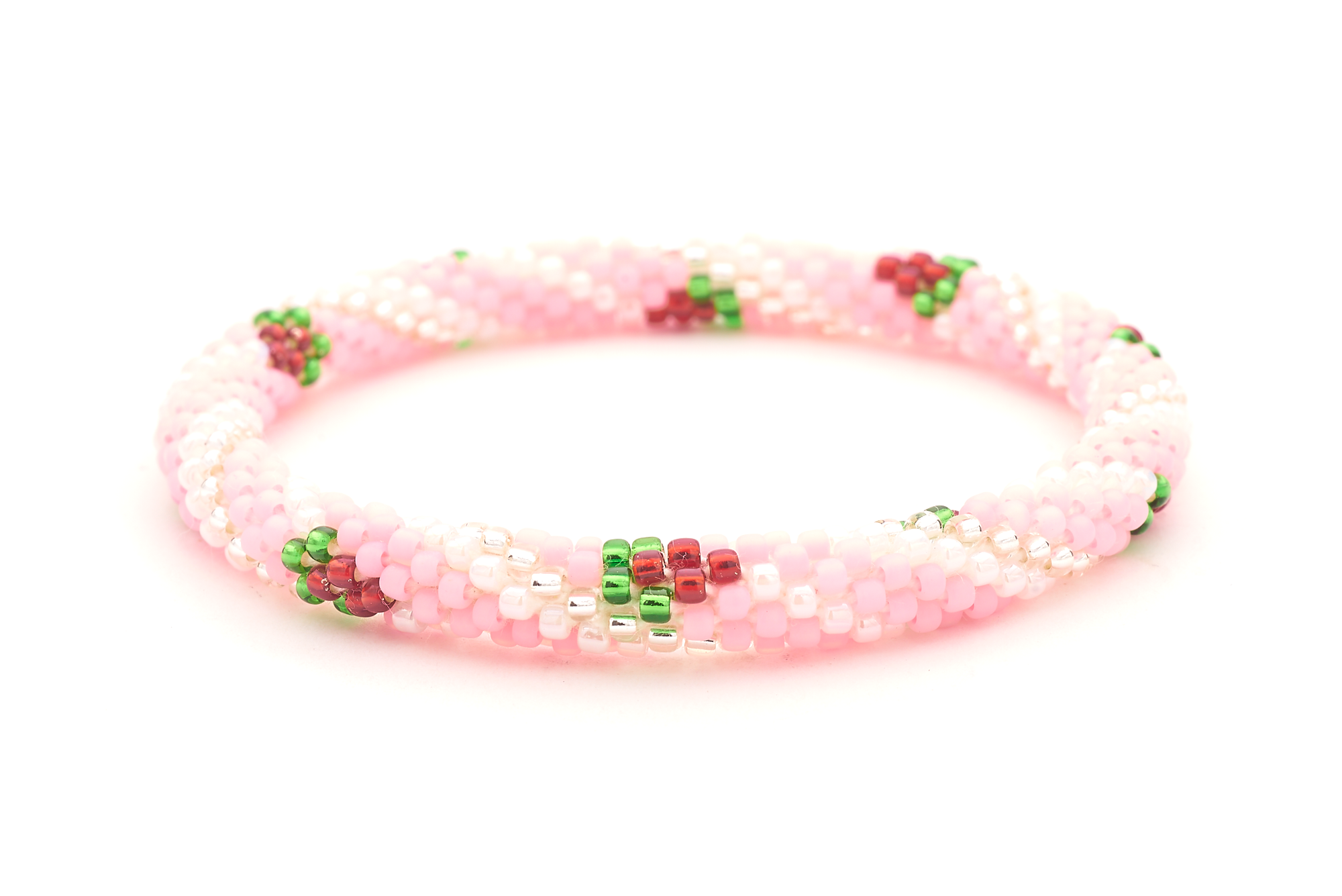 Handmade glass bead bracelet from Nepal, featuring a roll design. Also known as a beaded bracelet, seed bead bracelet, beach glass bracelet, or sea glass bracelet