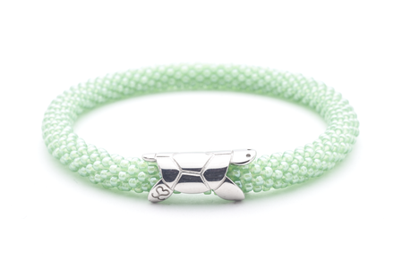 Sashka Co. Charm Bracelet Light Green w/ Silver Charm Sea Turtle Charm Bracelet - Extended 8"