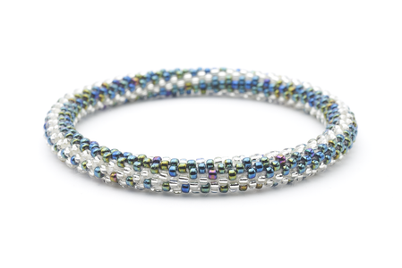 sashka|co®  Extended 8" Bracelet Blue Green Iridescent Mix / Clear Kindness Bracelet - Extended 8"