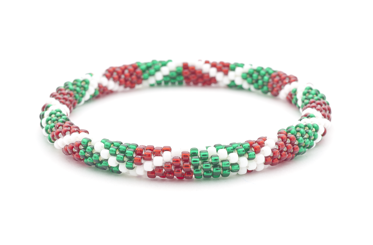 Sashka Co. Extended 8" Bracelet Green / Red / White Holly Jolly Bracelet - Extended 8"