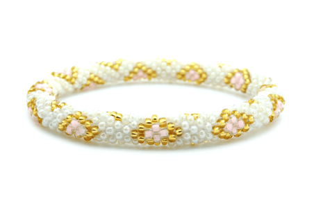 Sashka Co. Extended 8" Bracelet Pearl / Pink / Gold Pink Pearl Diamond Bracelet- Extended 8"