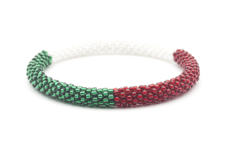 Sashka Co. Extended 8" Bracelet Red / White / Green Christmas Bracelet - Extended 8"