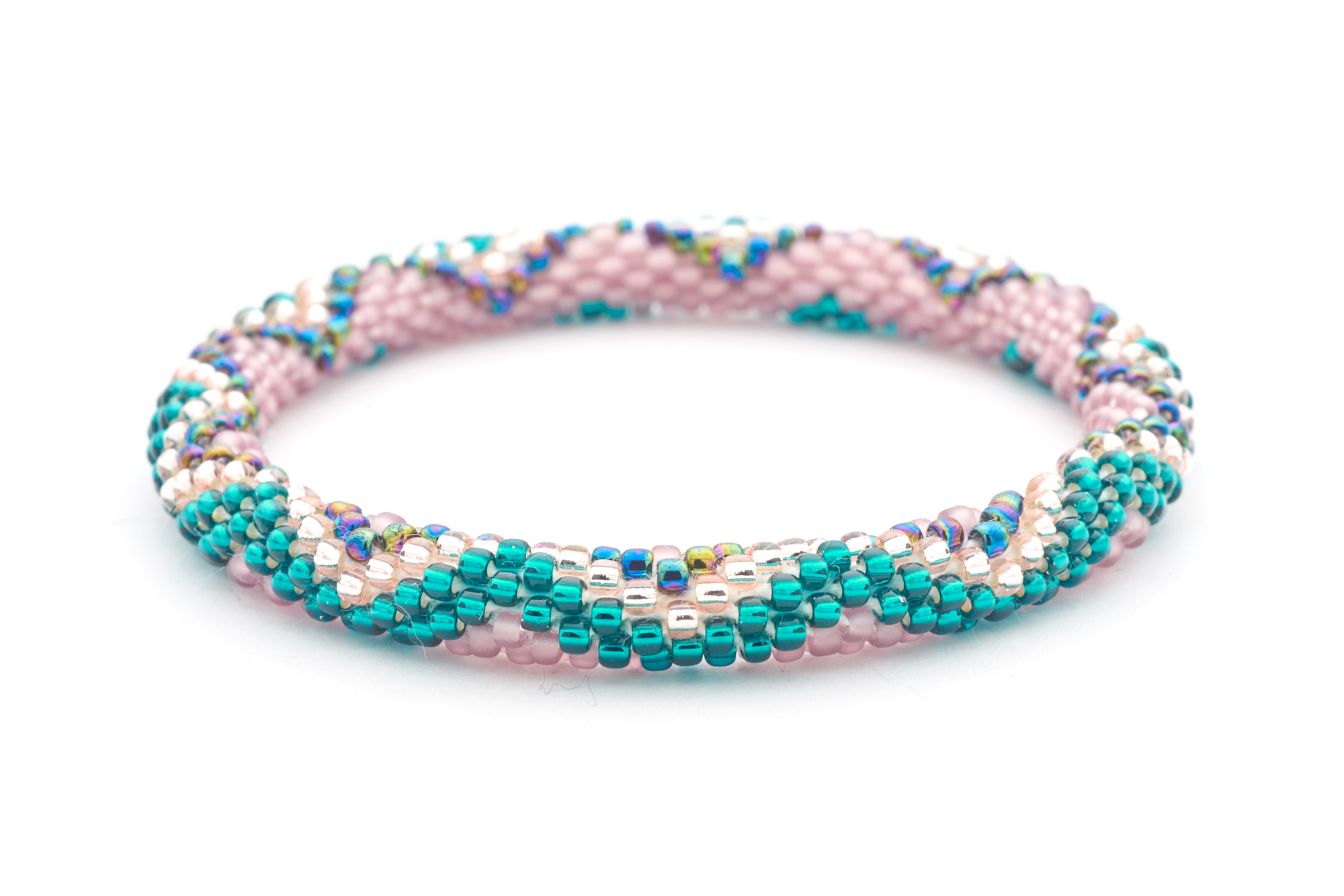 Sashka Co. Extended 8" Bracelet Teal /  Mauve / Clear / Iridescent Concert Bracelet - Extended 8"