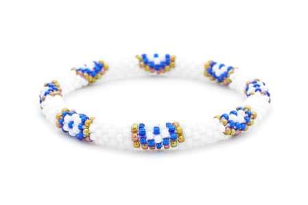 Sashka Co. Extended 8" Bracelet White / Blue / Iridescent Glamourous Bracelet - Extended 8"