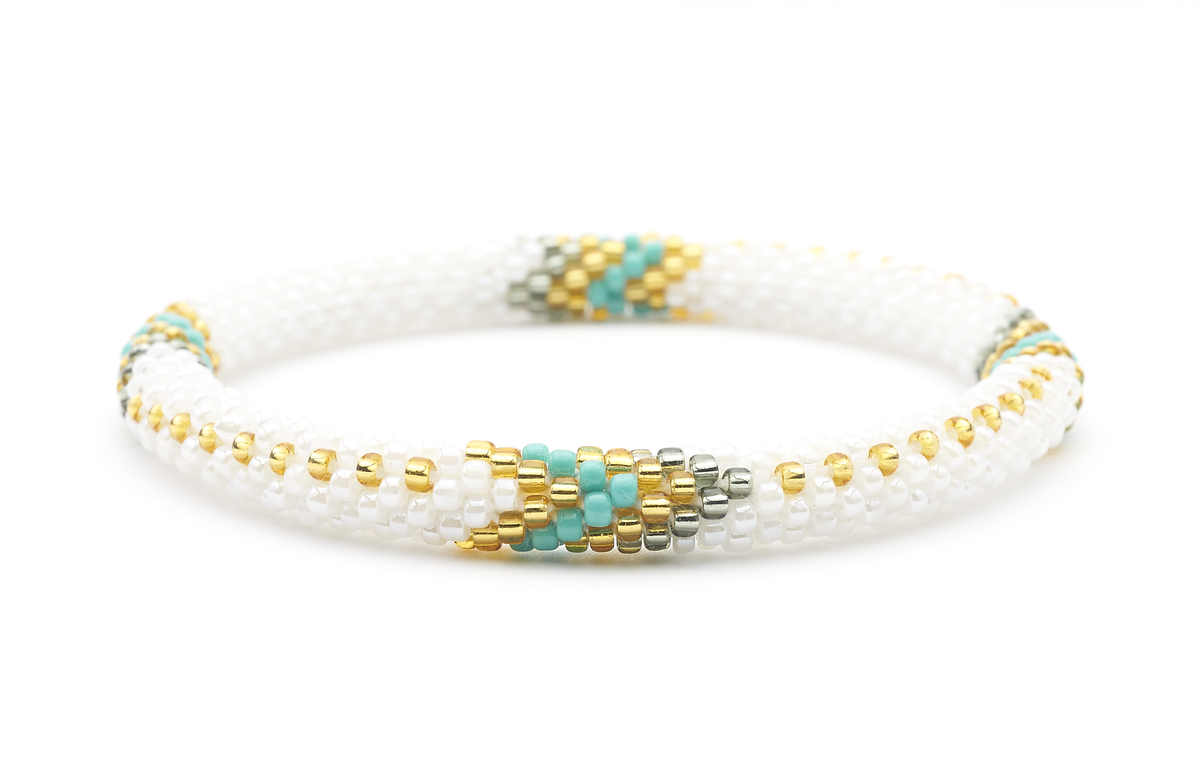 Sashka Co. Extended 8" Bracelet White / Turquoise / Silver / Gold Limited Edition Boho Bracelet - Extended 8"