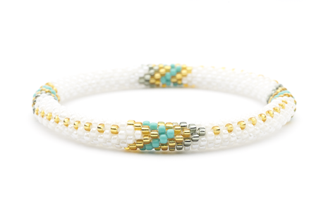 Sashka Co. Extended 8" Bracelet White / Turquoise / Silver / Gold Limited Edition Boho Bracelet - Extended 8"