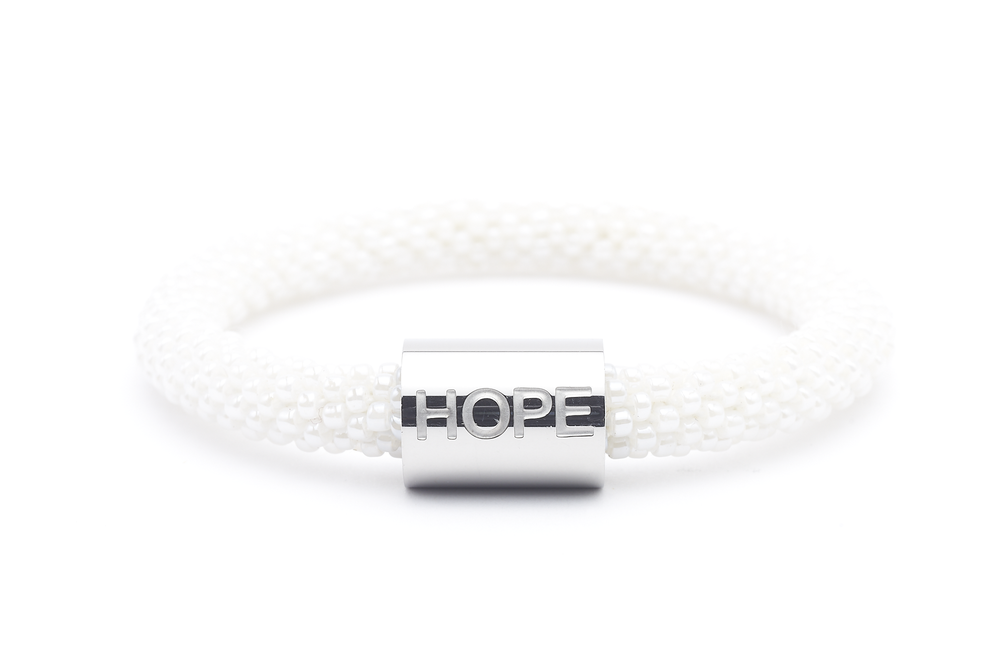 Sashka Co. Extended 8" Bracelet White w/ silver hope charm Hope Word Bracelet - Extended 8"