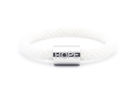 Sashka Co. Extended 8" Bracelet White w/ silver hope charm Hope Word Bracelet - Extended 8"