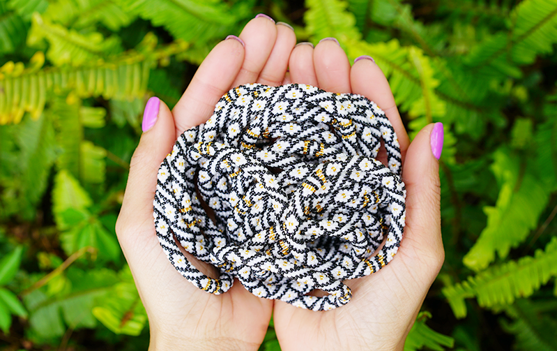 Handmade glass bead bracelet from Nepal, featuring a roll design. Also known as a beaded bracelet, seed bead bracelet, beach glass bracelet, or sea glass bracelet