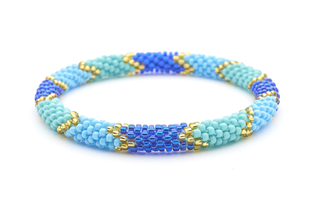 Handmade glass bead bracelet from Nepal, featuring a roll design. Also known as a beaded bracelet, seed bead bracelet, beach glass bracelet, or sea glass bracelet