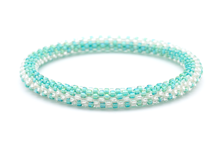 Handmade glass bead bracelet from Nepal, featuring a roll design. Also known as a beaded bracelet, seed bead bracelet, beach glass bracelet, or sea glass bracelet.