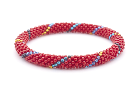 Handmade glass bead bracelet from Nepal, featuring a roll design. Also known as a beaded bracelet, seed bead bracelet, beach glass bracelet, or sea glass bracelet