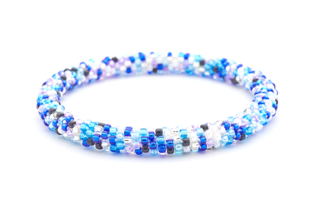 Handmade glass bead bracelet from Nepal, featuring a roll design. Also known as a beaded bracelet, seed bead bracelet, beach glass bracelet, or sea glass bracelet