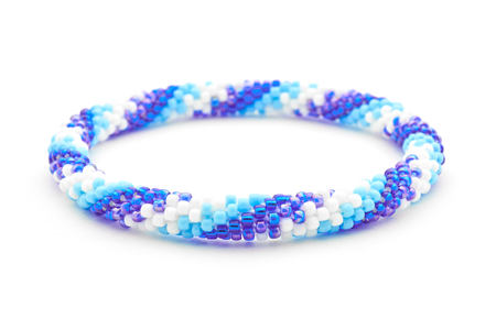 Handmade glass bead bracelet from Nepal, featuring a roll design. Also known as a beaded bracelet, seed bead bracelet, beach glass bracelet, or sea glass bracelet