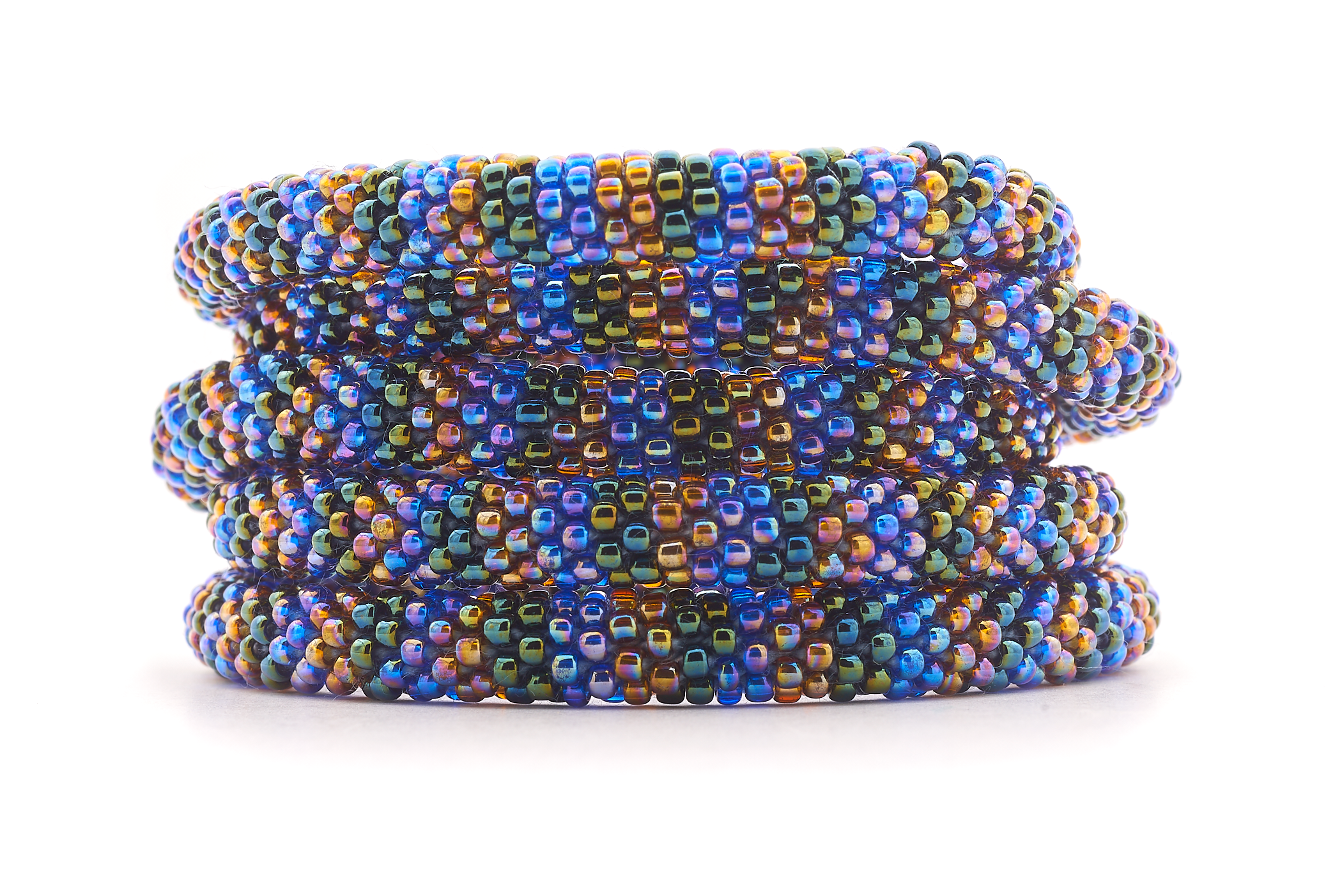 Handmade glass bead bracelet from Nepal, featuring a roll design. Also known as a beaded bracelet, seed bead bracelet, beach glass bracelet, or sea glass bracelet