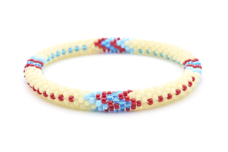 Handmade glass bead bracelet from Nepal, featuring a roll design. Also known as a beaded bracelet, seed bead bracelet, beach glass bracelet, or sea glass bracelet