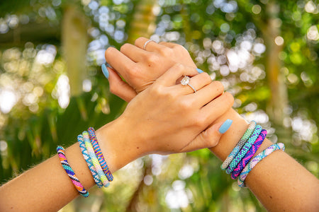 Handmade glass bead bracelet from Nepal, featuring a roll design. Also known as a beaded bracelet, seed bead bracelet, beach glass bracelet, or sea glass bracelet