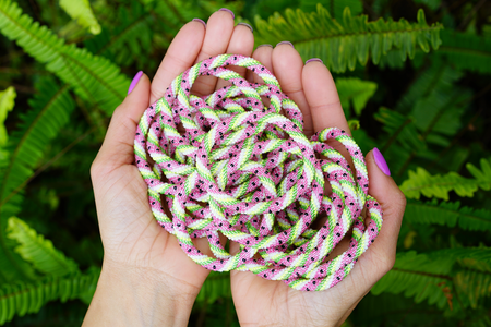 Handmade glass bead bracelet from Nepal, featuring a roll design. Also known as a beaded bracelet, seed bead bracelet, beach glass bracelet, or sea glass bracelet