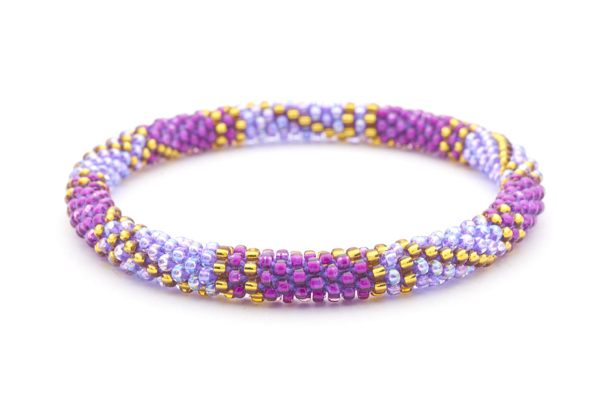 Handmade glass bead bracelet from Nepal, featuring a roll design. Also known as a beaded bracelet, seed bead bracelet, beach glass bracelet, or sea glass bracelet