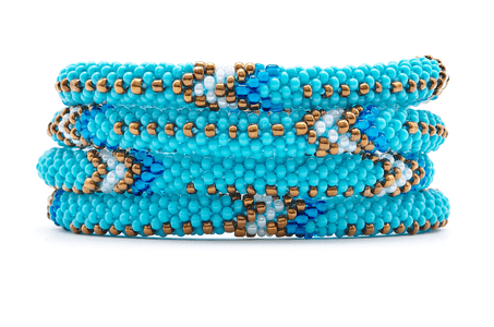 Handmade glass bead bracelet from Nepal, featuring a roll design. Also known as a beaded bracelet, seed bead bracelet, beach glass bracelet, or sea glass bracelet