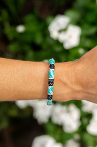 Sashka Co. Original Bracelet Turquoise / Black / Clear Turquoise Diamond Bracelet - Extended 8"