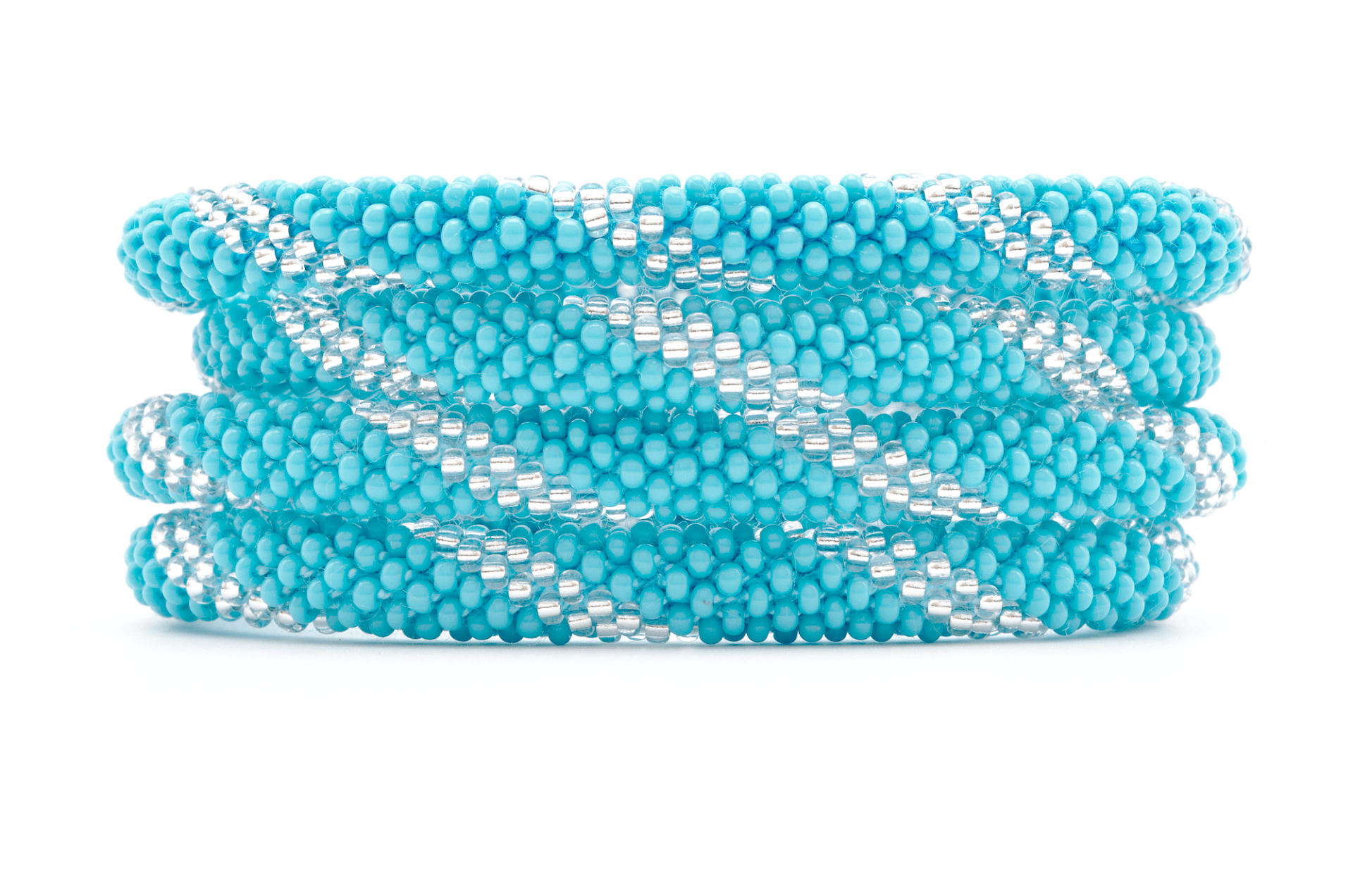 Handmade glass bead bracelet from Nepal, featuring a roll design. Also known as a beaded bracelet, seed bead bracelet, beach glass bracelet, or sea glass bracelet.