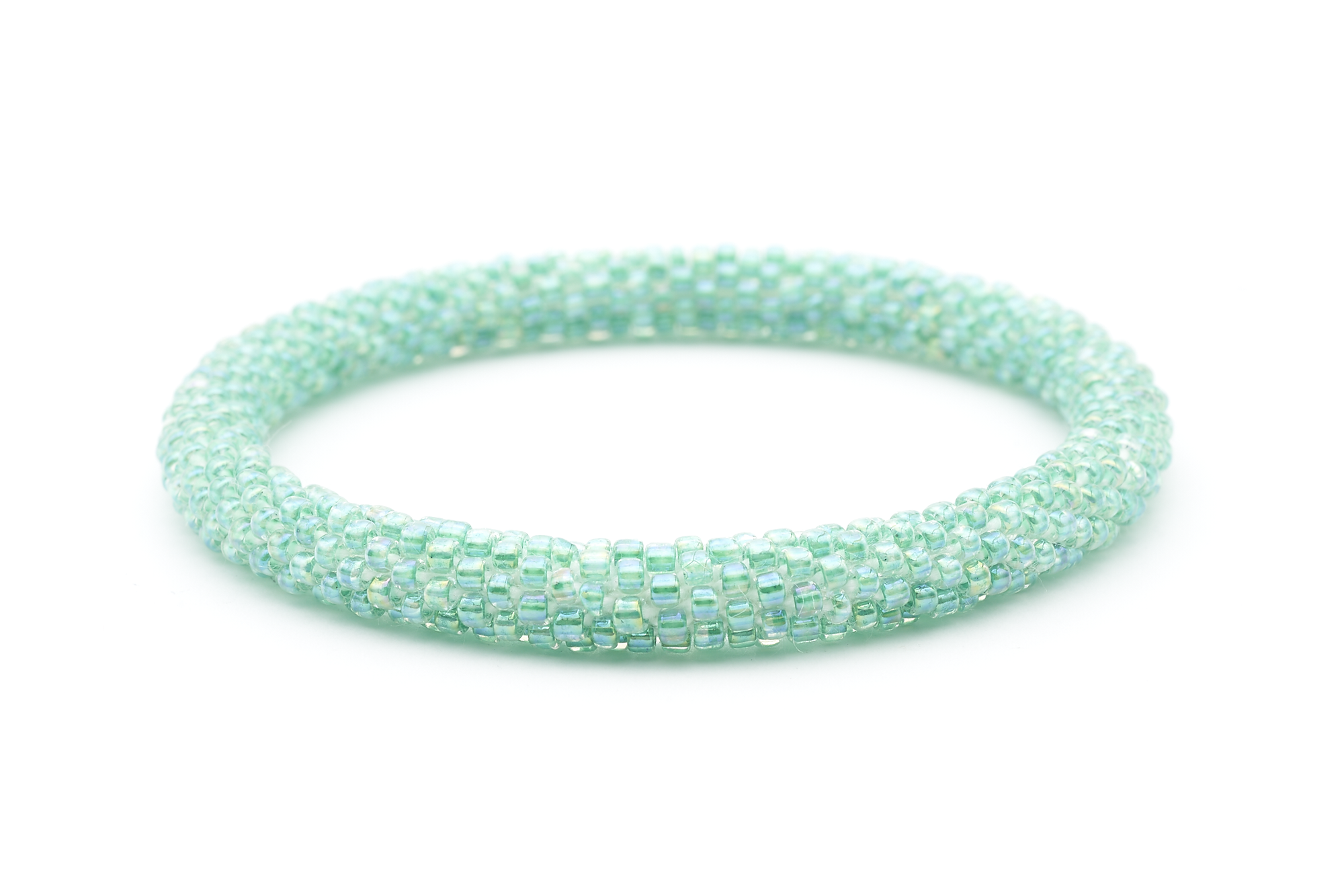 Handmade glass bead bracelet from Nepal, featuring a roll design. Also known as a beaded bracelet, seed bead bracelet, beach glass bracelet, or sea glass bracelet